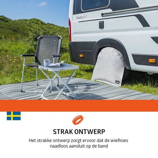 Campout Wielhoes XL - 13-14", 65 cm - Wielkast - Bandenhoes - Banden cover - Boogscherm - Wielbeschermer - Polyesterweefsel - Inclusief metalen haringen - Grijs van Campout — afbeelding 4