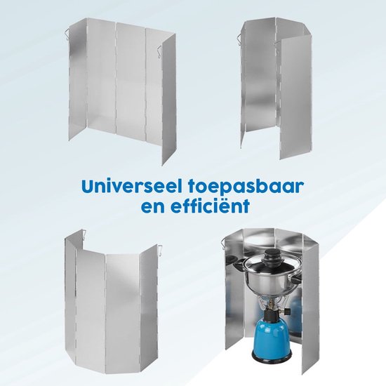 ProPlus Windvrij Kookscherm - 49x36cm - 5 delig - Aluminium - Anti-spatscherm - Vlambeveiligers - Campingscherm - Gasbrandschild - Warmtebeheerscherm - Buitenkeuken - Campingaccessoires van ProPlus — afbeelding 2