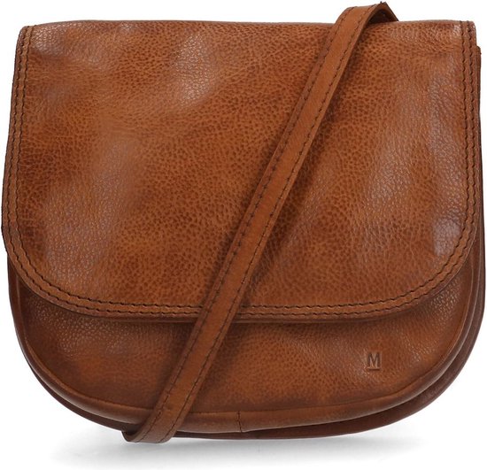 Manfield Cognac Leren Schoudertas Met Magnetische Sluiting - Maat Onesize