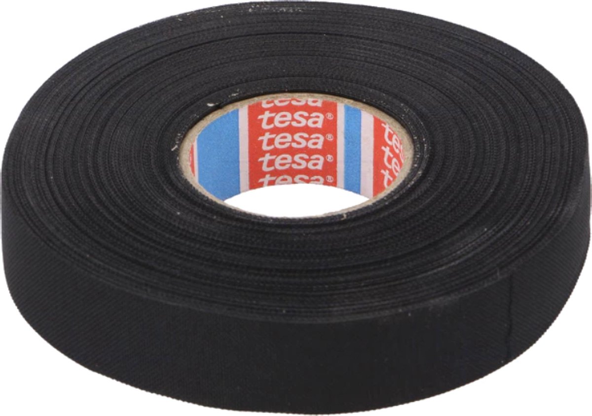 TESA Linnentape PET-wol - 19 mm breed - 300 um dik - Tot 150 graden - 25 meter - zwart