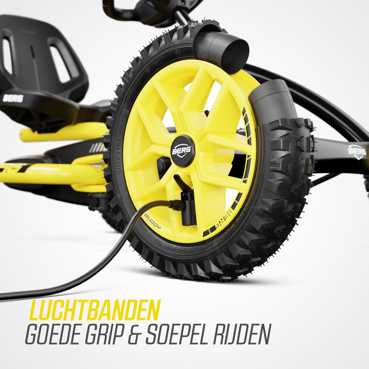 BERG Buddy Cross Yellow Skelter - 3+ Jaar - All Terrain Luchtbanden - Verstelbare Stoel - inclusief Soundbox - Vrijloopautomaat - Zwart/Geel — afbeelding 2
