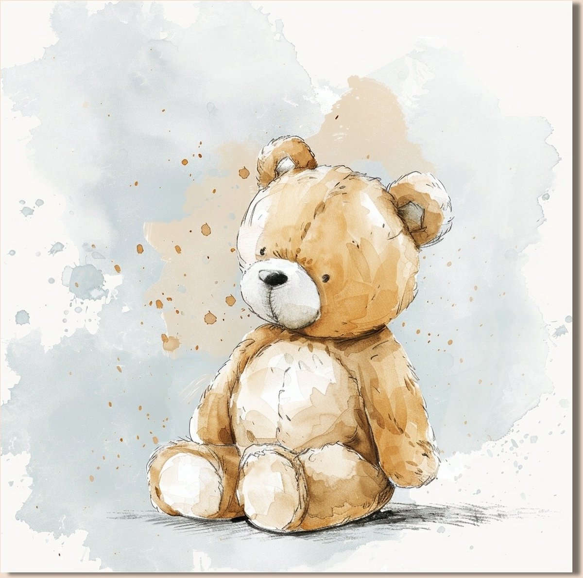 10x Geboortekaartje met teddy beer voor Jongen of Meisje | Vierkant L formaat (21x21 cm) | Wenskaart Geboorte
