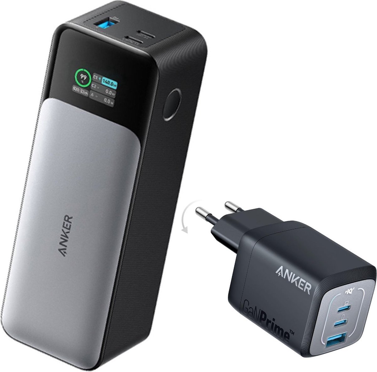 Anker 737 - Power Bank (PowerCore 24K) 24.000mAh + Anker 45W snel opladen lader - VoordeelBundel