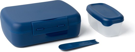 Amuse Boîte à pain pour brunch et salade – Boîte à déjeuner – Boîte à brunch – avec boîte à collation Extra et fourchette – Passe au micro-ondes – Blauw