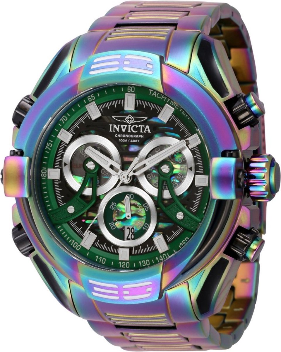 Invicta S1 Rally 37530 Heren Horloge - Waterdicht - Analoog - Quartz Uurwerk - Roestvrij Staal met groene Wijzerplaat -54mm