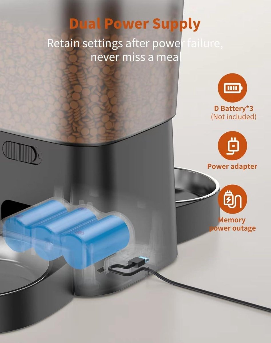 Cat Feeder - Divide Food for 2 Cats Evenly - 3.5L Automatic - afbeelding 3