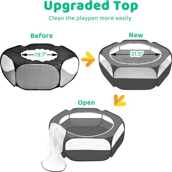 C&C Small Animal Cage Tent, Breathable and Transparent Pet Box, Pop Open Training Fence for Outdoor/Indoor Portable Garden Fence for Guinea Pigs, Rabbits, Hamsters, Chinchillas Hedgehogs (Green