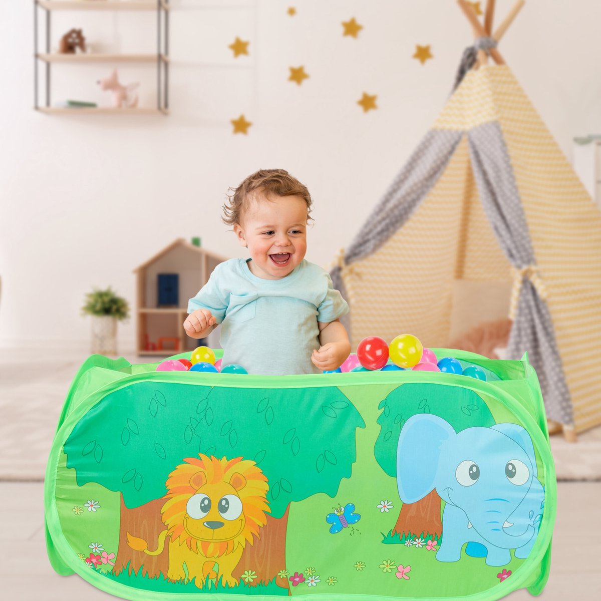Ballenbak BLUE LAGOON set met 300 ballen | Vierkant | 90x90x40 cm