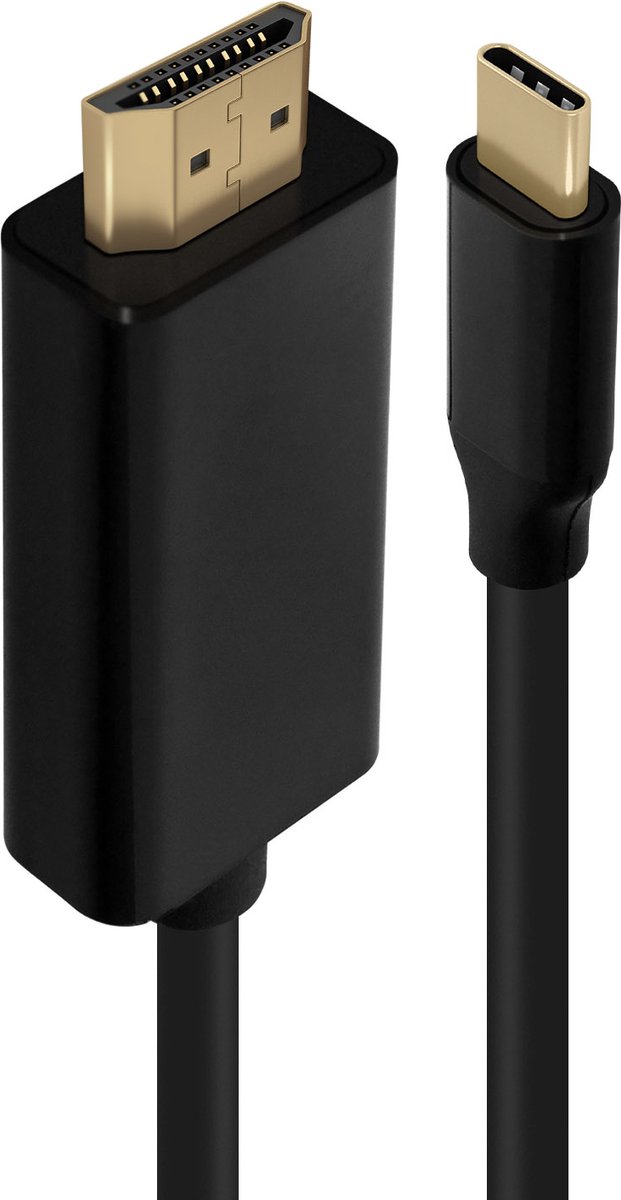 Avizar Videokabel HDMI USB type C-aansluiting - lengte 2 meter, Zwart