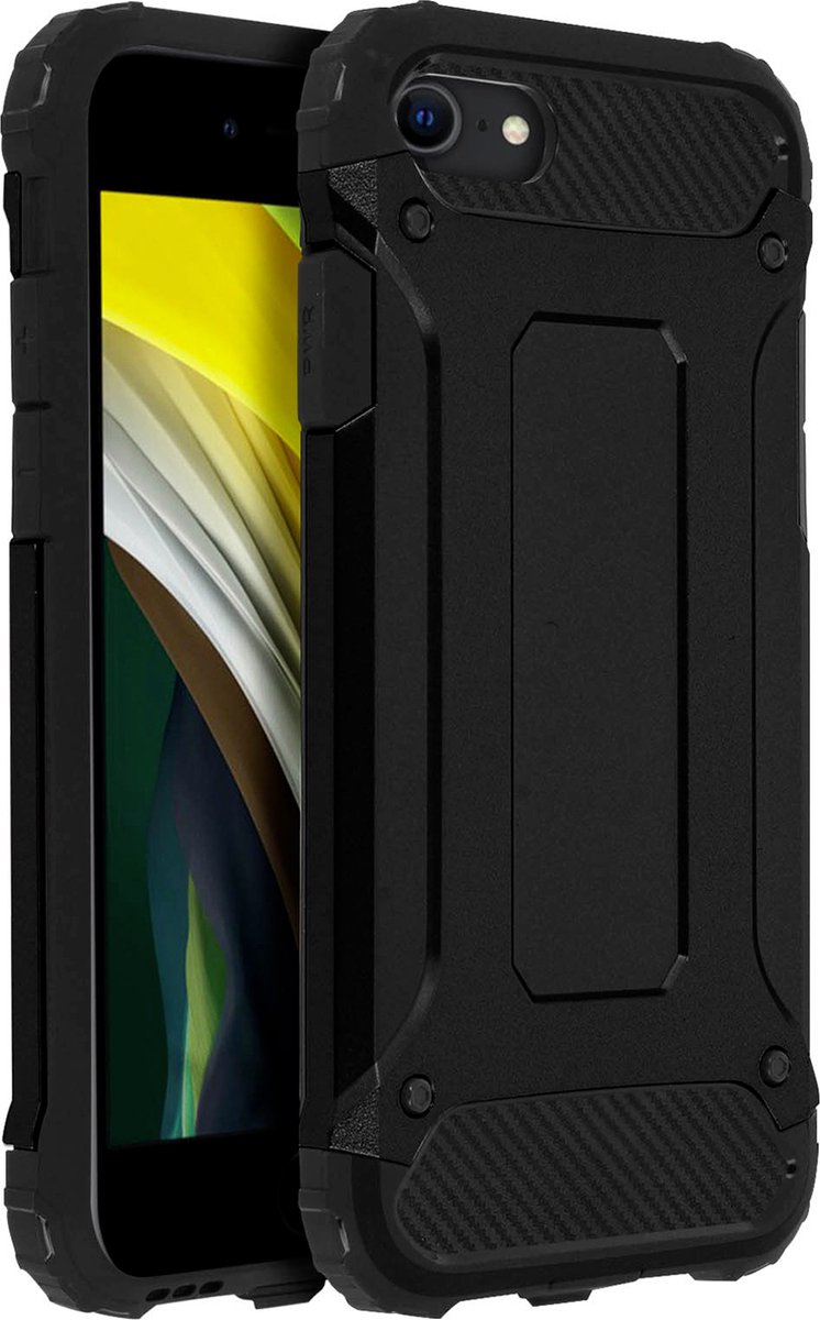 Geschikt voor iPhone 7/8/SE 2020 Case Relief Design Bi-materiaal 1,8m Zwart