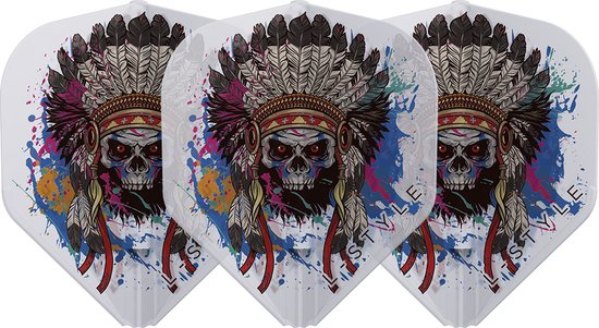 L-Style Champagne Flight EZ L1 Chief Skull Clear White - Dart Flights van L-Style — afbeelding 3