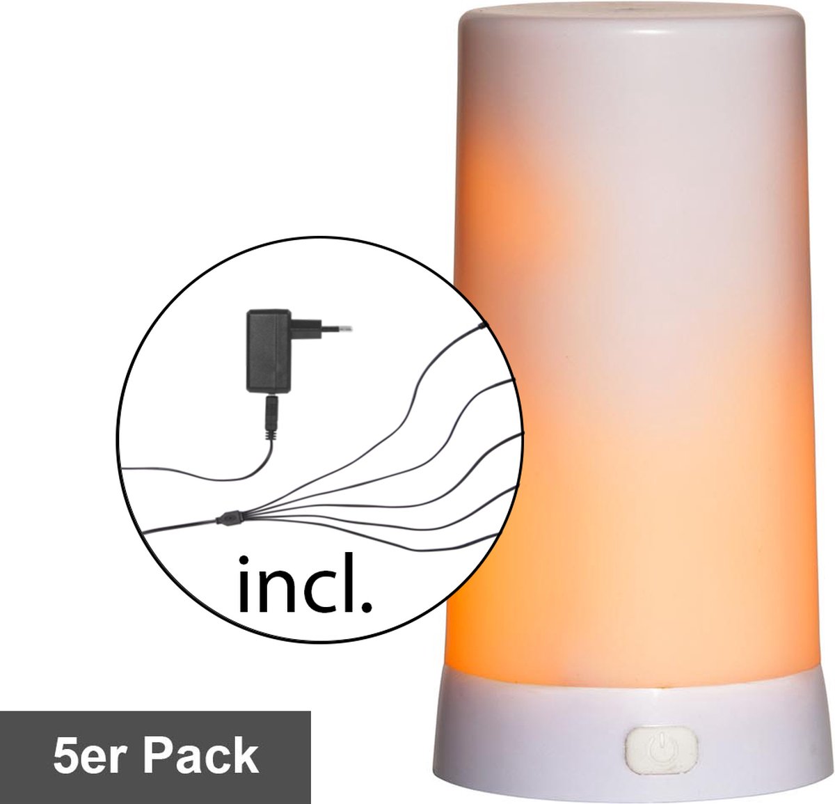 Star Trading starterset LED tafelkaars 'Diner' met vlameffect, micro USB, 5 stuks, wit