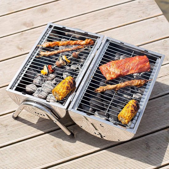 Inklapbare Mobiele Houtskoolgrill van Roestvrij Staal - Draagbaar en Ideaal voor Onderweg - 46 x 28 x 36 cm Barbecue van Merkloos — afbeelding 5