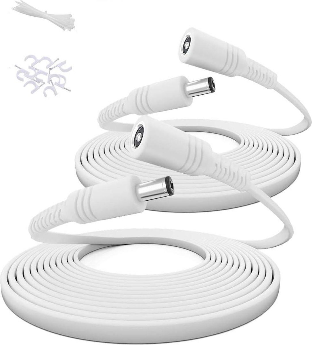 DC-verlengkabel 6M plat 12V (2-pack)- DC 21 mm x 55 mm 5521 voedingsadapter- vrouwelijk naar mannelijk- CCTV-beveiligingscamera IP-netwerkcamera DVR's