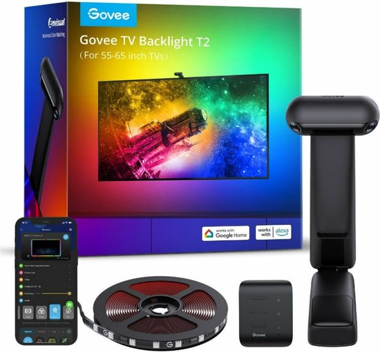 Govee TV Backlight T2 55–65 inch - tv led strip - RGBIC - app-bediening - Alexa/Google