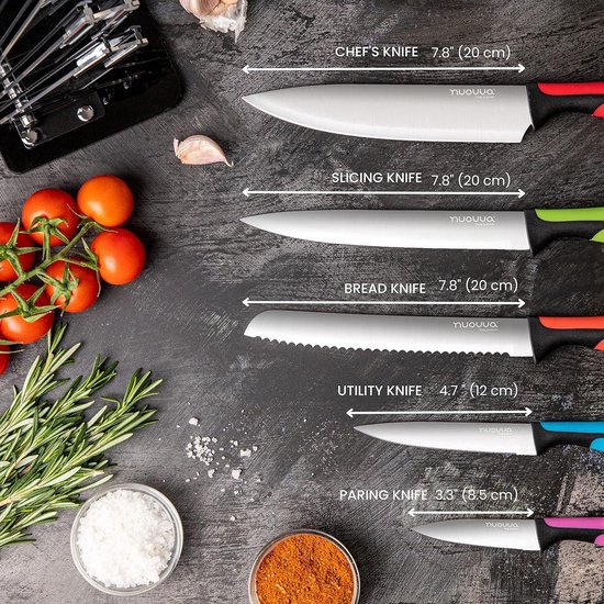 Knife Color Code Knife Block Set with Color Coding - 6 Piece Colored Knives - High ...