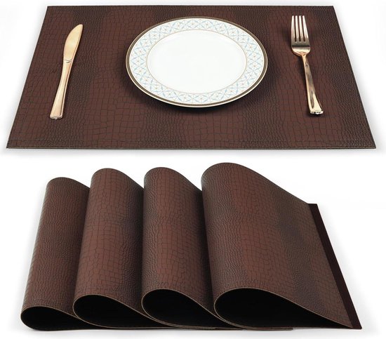 Foto: Faux leather placemats 4 piece table mats double sided placemats for office brown dining room home decoration