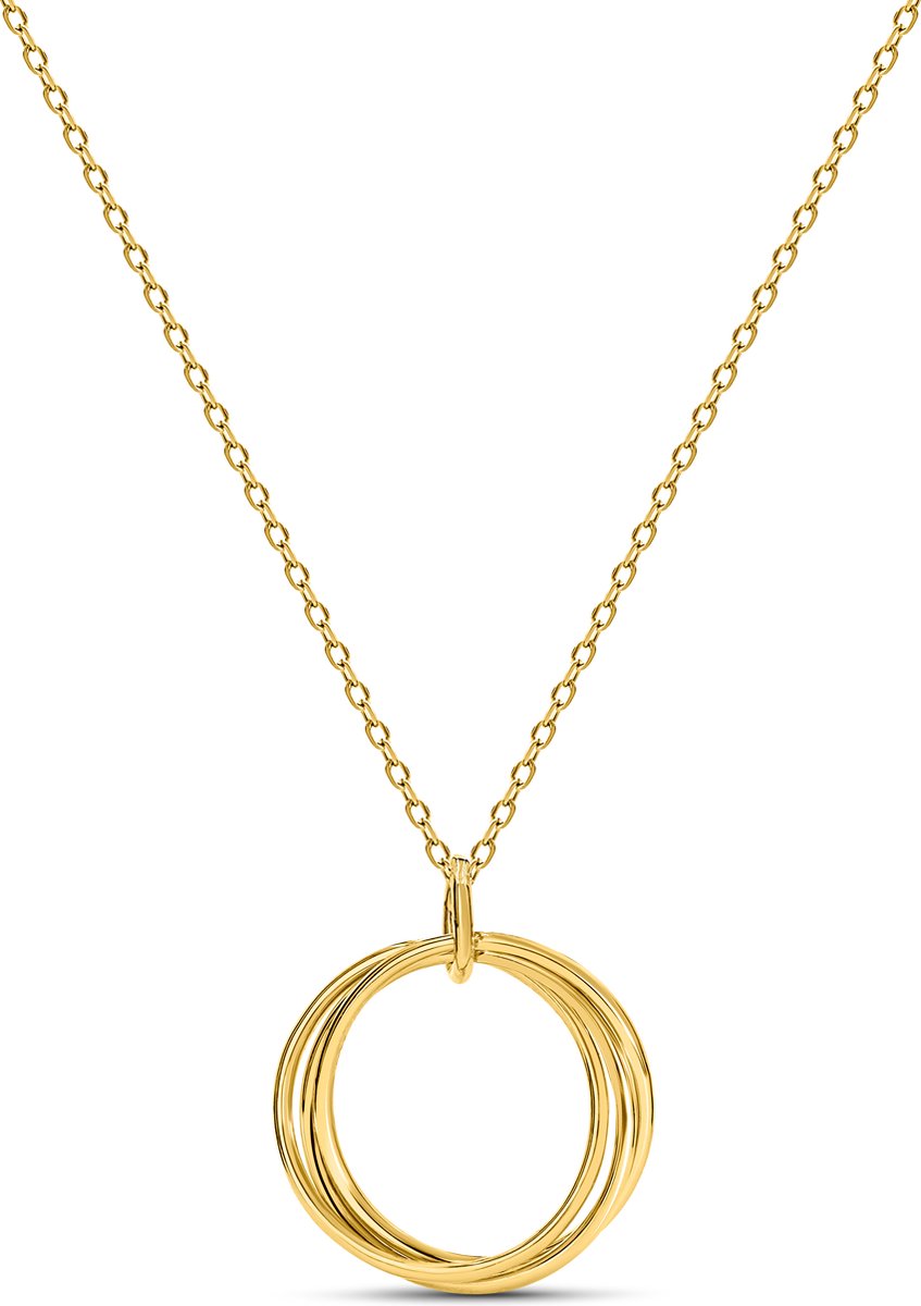 Miore Pure Collier Ketting Dames - 14 Karaat Goud - Met Diamanten - Met Hanger - 45 cm