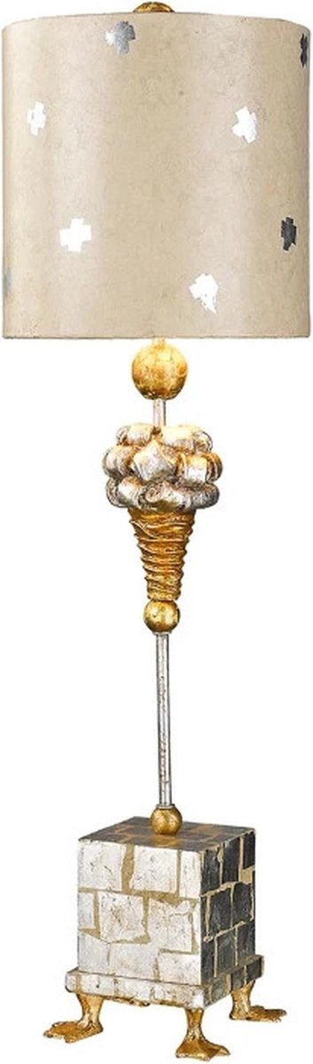 Flambeau LED Tafellamp Pompadour X | 1X E27 Max 60W | Cream and Silver Leaf