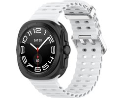 Strap-it Ocean siliconen smartwatch bandje - geschikt voor de Samsung Galaxy Watch Ultra / Ultra 2025 47mm (wit)