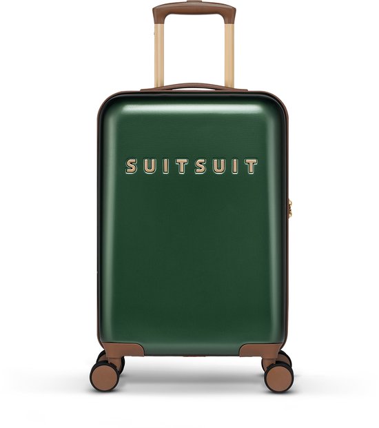 SUITSUIT Handbagage koffer 55x35x20 - Handbagage trolley - Lichtgewicht koffers - Reiskoffer - Veilig TSA Cijferslot - Fab Seventies Classic koffer Beetle Green - Groen