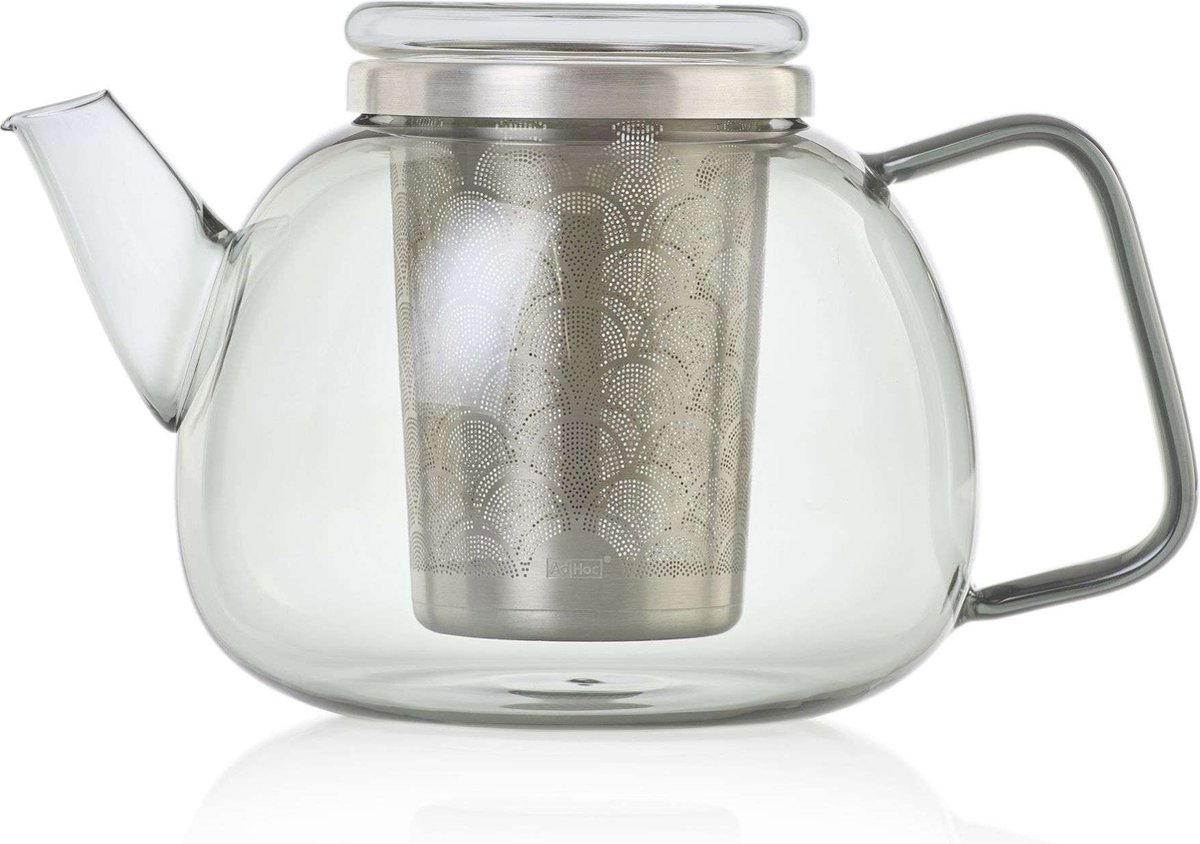 AdHoc Yuna Theepot - 1,2 L - Transparant Glas - Met Geïntegreerd RVS Filter - Stijlvol & Functioneel