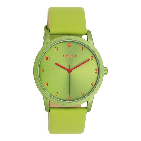 OOZOO Timepieces - Groene horloge met groene leren band - C11169