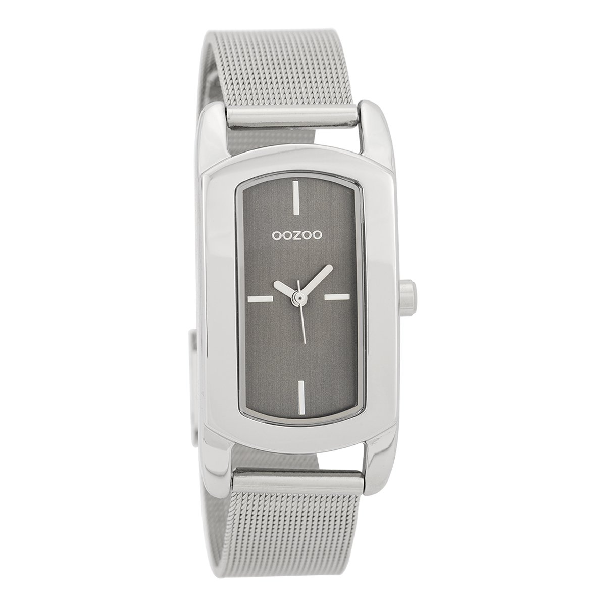 OOZOO Timepieces - Zilverkleurige horloge met zilverkleurige metalen mesh armband - C9703
