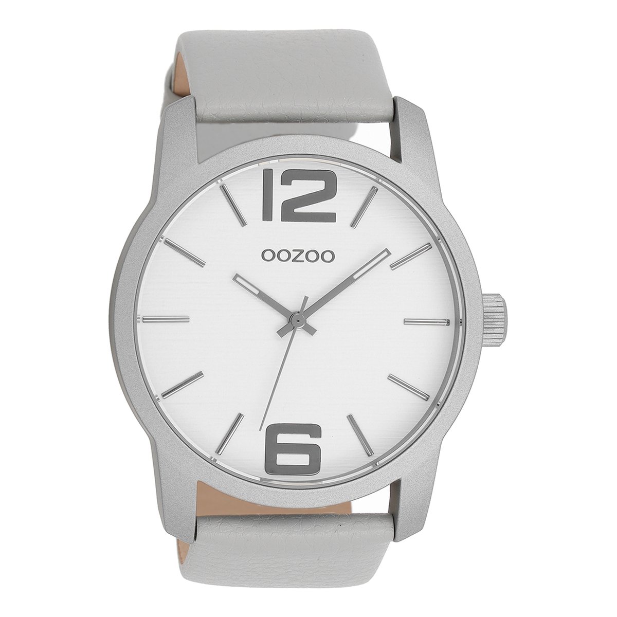 OOZOO Timepieces - Licht grijze horloge met licht grijze leren band - C9730