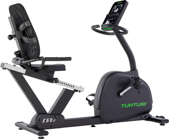 Foto: Tunturi signature e60 ligfiets fitness fiets met lage instap ergonomisch verstelbaar 48 programma s transportwielen