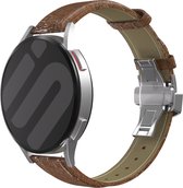 Luxe leren smartwatch bandje - geschikt voor Samsung Galaxy Watch 1 46mm / Galaxy Watch 3 45mm / Gear S3 Classic & Frontier - bruin