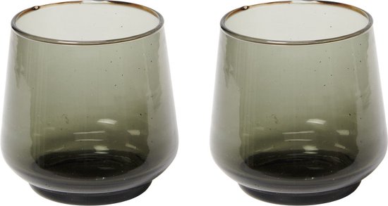 Return to Sender Glas 250 ml antraciet grijs - set van 2- stapelbaar - handgeblazen
