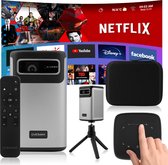Bol.com Multipic 8.1 Tragbarer 4K Beamer - kabellos mit Android 9.0 - Auto-Fokus und Keystone-Korrektur - 25 Stunden Akku - 5000... aanbieding