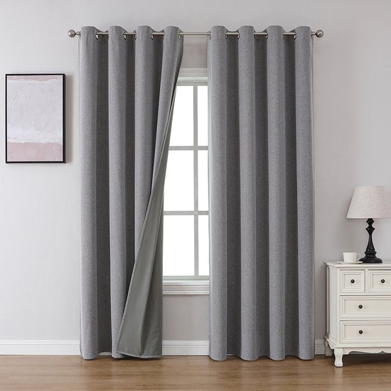 Verduisterende Gordijnen , 2 stuks, Moderne Gordijnen Warmte-isolerend voor Woonkamer, Slaapkamer - ruimte grijs - 132x160