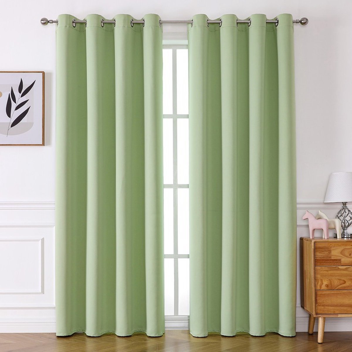 Verduisterende Gordijnen , 2 stuks, Moderne Gordijnen Warmte-isolerend voor Woonkamer, Slaapkamer - licht groen - 132x183