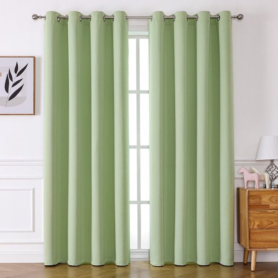 Verduisterende Gordijnen , 2 stuks, Moderne Gordijnen Warmte-isolerend voor Woonkamer, Slaapkamer - licht groen - 132x183