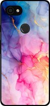 Smartphonica Telefoonhoesje voor Google Pixel 2 XL met marmer opdruk - TPU backcover case marble design - Regenboog geschikt voor Google Pixel 2 XL