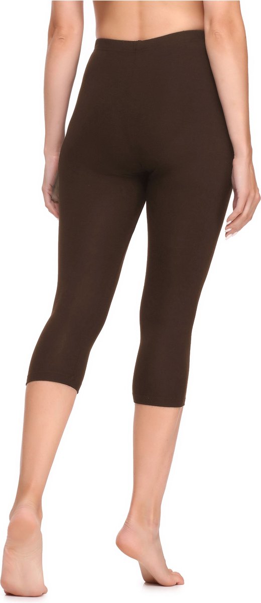 Bellivalini BLV-BLV50-148-LE Dames Capri Leggings - Sport - Vrijetijdsbroek - 3/4 Lengte - Viscose - Sporbroek - Yogabroek - Bruin - XS