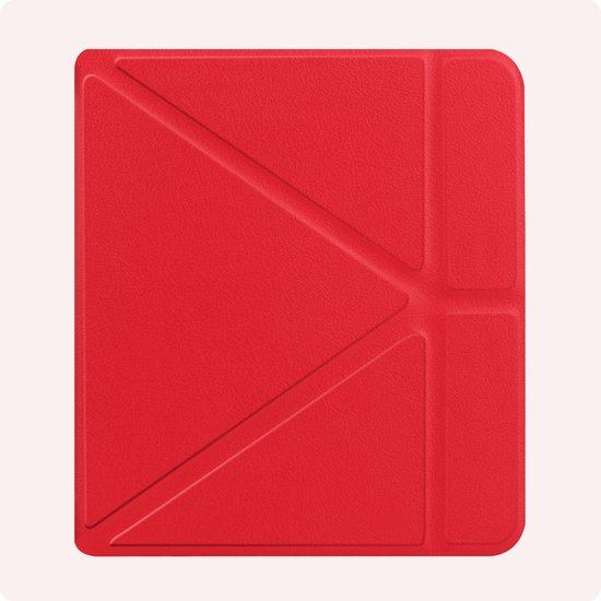 Hoes Geschikt voor Kobo Libra Colour Hoesje Bookcase Cover Book Case Hoes Sleepcover Trifold - Rood van Merkloos — afbeelding 5