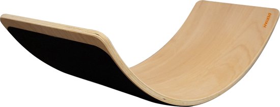 Foto: Deryan luxe balance board met vilt balansbord blank gelakt sterk beukenhout 80 cm