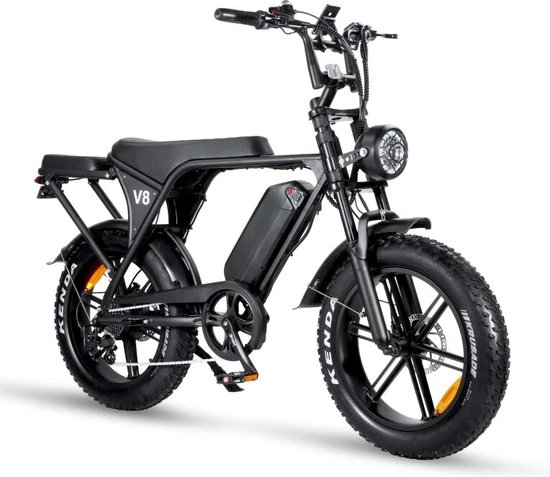 Fatbike V8 3.0 - Hydraulique - Garantie - Système d'alarme - Vélo électrique - E-Fatbike - Vélo électrique - Limiteur - Avec Accessoires de vêtements pour bébé - Siège arrière - Repose-pieds - Modèle 2024