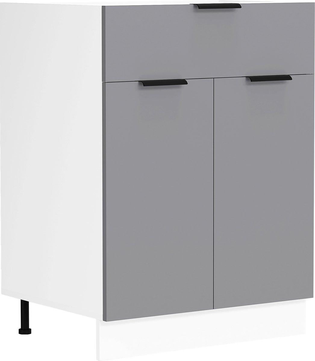 Vcm keukenkast breedte 60 cm ladeblok keuken keukenmeubel Fasola wit / antraciet