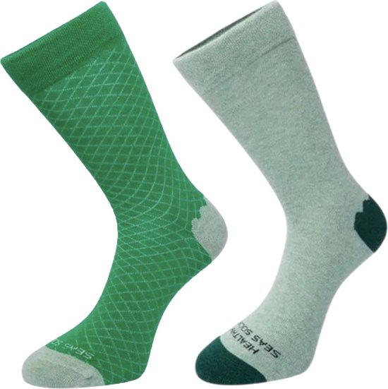 OneTrippel - Healthy Seas Socks - Sokken - Sokken Heren - 2 Paar - Bubbles & Calico - Groen - EUR maat 41 46