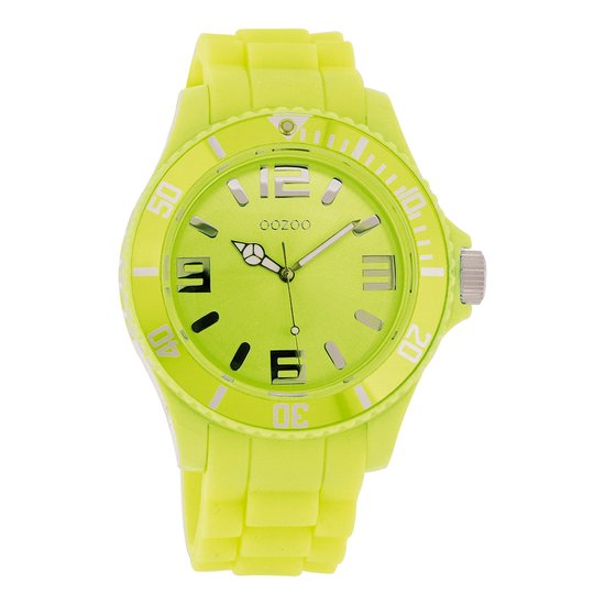 OOZOO Timepieces - Limoen groene horloge met limoen groene rubber band - C4366