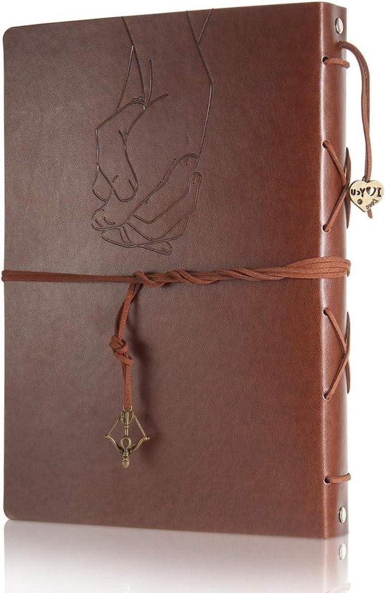 Lederen Fotoalbum - Doe het zelf plakboek, fotoboek - 60 zwarte pagina