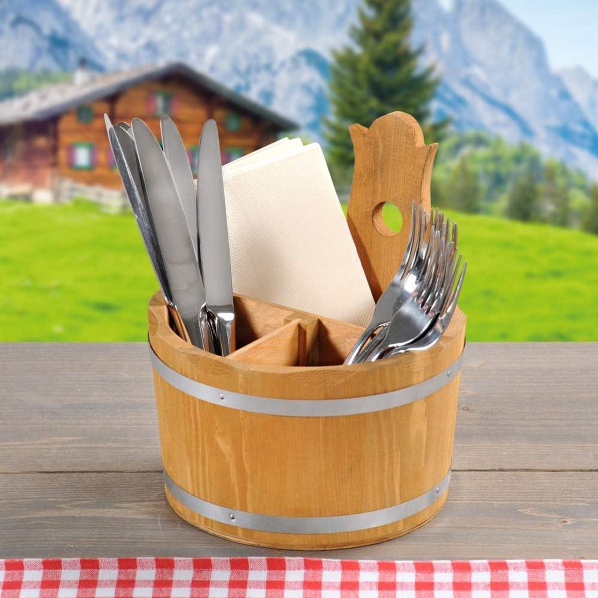 Kesper Bestekbak van hout - 20 cm hoog - 18 cm diep Cutlery basket