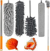 Plumeau Télescopique 1.5m - Microfibre Lavable - Tige Acier Inox - Dépoussiérage Facile