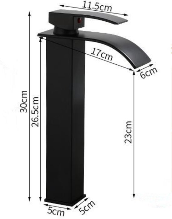 SaniSupreme® Bari robinet de lavabo en saillie modèle haut bec large noir mat