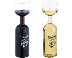 wijnfles glas - 750 ml - xl - wijnglas met tekst