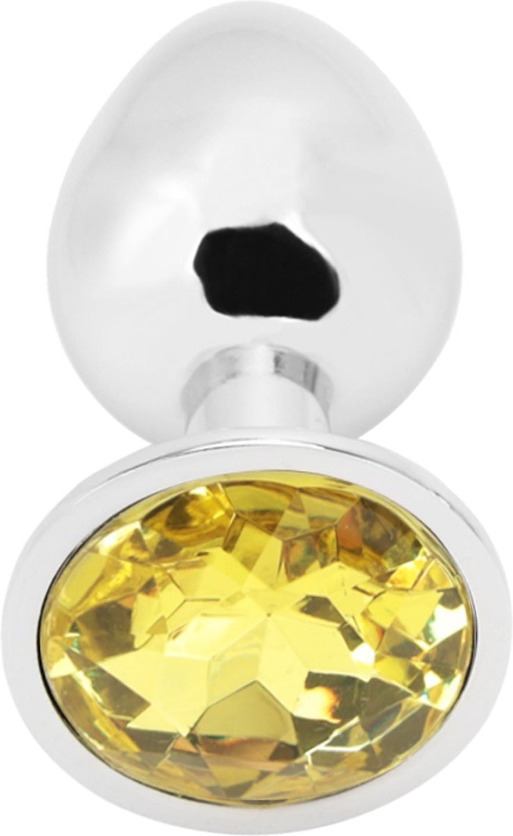 PLGZ - Rosebud Metalen Buttplug - Zilver - Geel - Verkrijgbaar in 3 maten Large